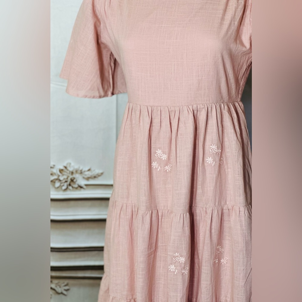 Smocked Bodice Pink Tiered Maxi Dress - Picture 5 of 6